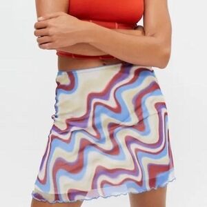 NWT Urban Outfitters Printed Mesh Mini Skirt XS